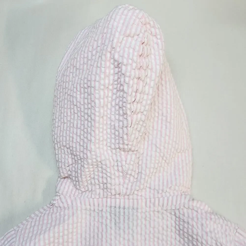Lacoste Seersucker Jacket Size 12-24 Mths Pink Zip Up Hooded Cotton Vintage 80s